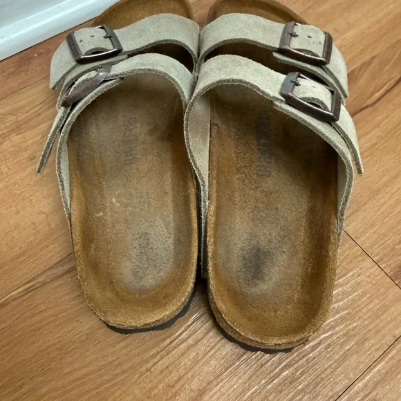 Birkenstock Two-Strap Suede Sandals in Beige - Picture 3 of 7